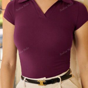 Andrea Bello Tee-shirt col polo ajusté pour femmes, casual d'affaires