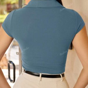 Andrea Bello Tee-shirt col polo ajusté pour femmes, casual d'affaires
