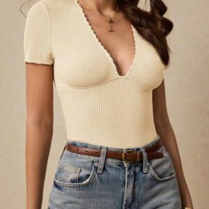 Poéselle T-shirt court à manches courtes pour femmes, mode pour l'été