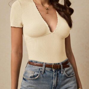 Poéselle T-shirt court à manches courtes pour femmes, mode pour l'été