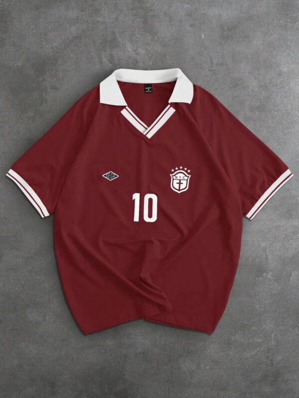 Manfinity Sporsity Men Number & Stripe Print Short Sleeve Casual Commuter Polo Shirt Soccer Shirts Football Shirt Men Men Jersey Soccer Jersey Men Soccer Shirt Men – Image 15