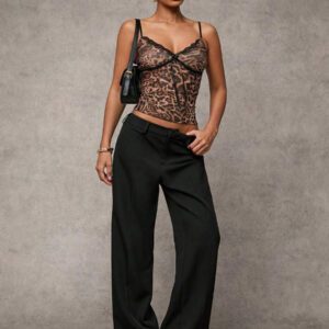 SHEIN BAE Summer Beach Vacation Bow Sexy See-Through Leopard Print Tops Daily Travel Leopard Print Tops Dating Tops Party Tops School Party Tops Festival Tops Birthday Tops Evening Tops Women's Tops Tank Top Office Tops Commuter Tops Work Wear Campus Tops Valentine's Day Outfits Nashville Outfits Summer Outfits For Women//Spring Clothes//Valentine's Day Outfit/Carnaval/Beach Vacation Outits