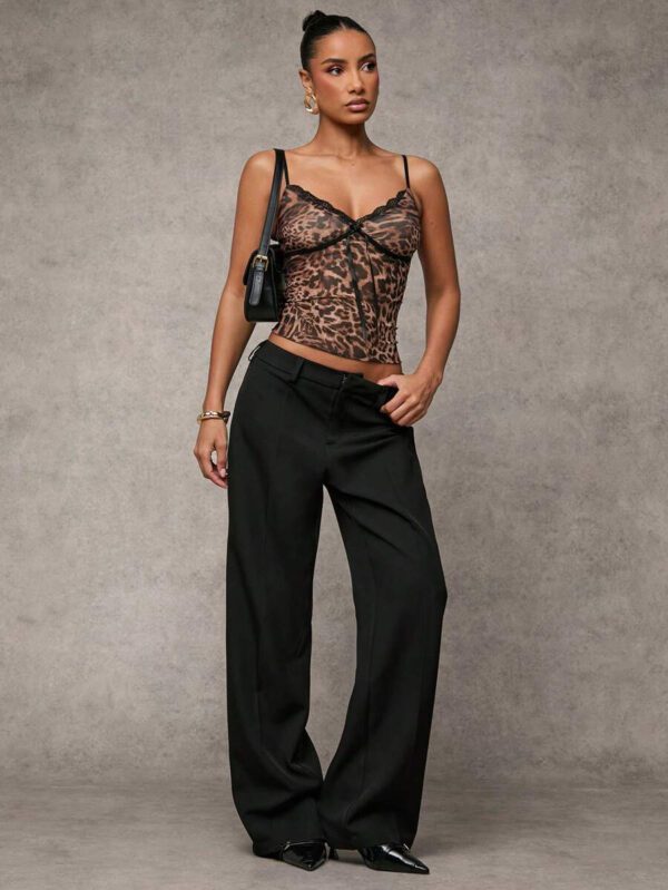 SHEIN BAE Summer Beach Vacation Bow Sexy See-Through Leopard Print Tops Daily Travel Leopard Print Tops Dating Tops Party Tops School Party Tops Festival Tops Birthday Tops Evening Tops Women's Tops Tank Top Office Tops Commuter Tops Work Wear Campus Tops Valentine's Day Outfits Nashville Outfits Summer Outfits For Women//Spring Clothes//Valentine's Day Outfit/Carnaval/Beach Vacation Outits – Image 2