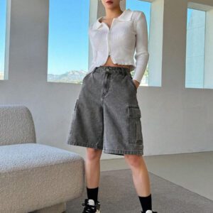 DAZY Ladies' Cargo Style Denim Shorts With Pockets