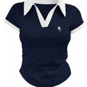 SHEIN Women's Summer Casual Contrast Color Splicing Ruched T-Shirt