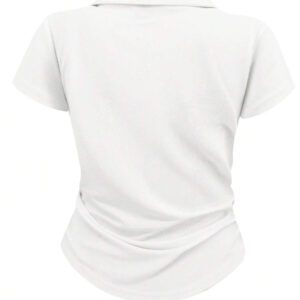 SHEIN Women's Summer Casual Contrast Color Splicing Ruched T-Shirt