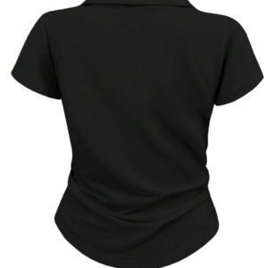 SHEIN Women's Summer Casual Contrast Color Splicing Ruched T-Shirt
