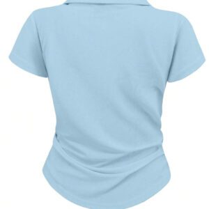 SHEIN Women's Summer Casual Contrast Color Splicing Ruched T-Shirt