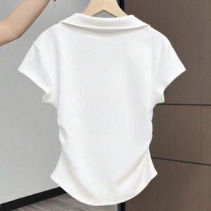 SHEIN Women's Summer Casual Contrast Color Splicing Ruched T-Shirt