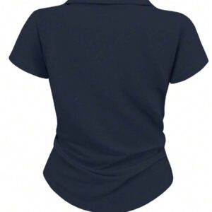 SHEIN Women's Summer Casual Contrast Color Splicing Ruched T-Shirt