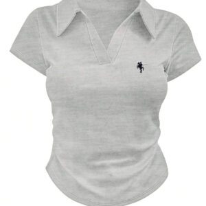SHEIN Women's Summer Casual Contrast Color Splicing Ruched T-Shirt