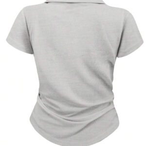SHEIN Women's Summer Casual Contrast Color Splicing Ruched T-Shirt
