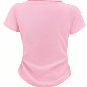 SHEIN Women's Summer Casual Contrast Color Splicing Ruched T-Shirt