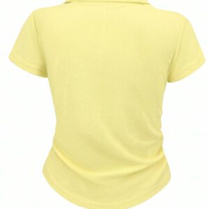SHEIN Women's Summer Casual Contrast Color Splicing Ruched T-Shirt
