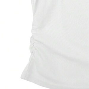 SHEIN Women's Summer Casual Contrast Color Splicing Ruched T-Shirt