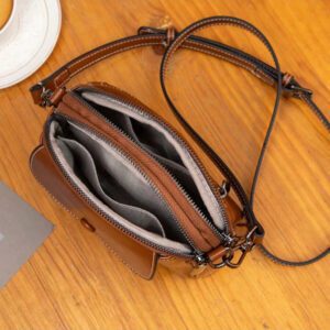Multi-Layer Mini Crossbody Bag, Fashionable PU Leather Shoulder Bag, Women Vintage Handbag And Wallet