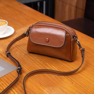 Multi-Layer Mini Crossbody Bag, Fashionable PU Leather Shoulder Bag, Women Vintage Handbag And Wallet