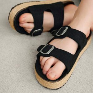Solecia Woman Shoes Fashion Black Lightweight Vacation Beach Flat Sandals For Summer Vacation Shoes Summer Spring Shoes Spring Break Easter