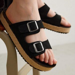 Solecia Woman Shoes Fashion Black Lightweight Vacation Beach Flat Sandals For Summer Vacation Shoes Summer Spring Shoes Spring Break Easter