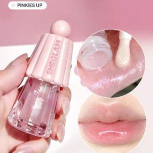 SHEGLAM Jelly Wow Hydrating Lip Oil-Pinkies Up Glitter Moisturizing Lip Gloss High-Shine Glossy Glow Non-Sticky Lip Care Hydrating Sleep Mask Lip Makeup Graduation Birthday Holiday Summer Fall Autumn Y2K Fancy Fashion Women Makeup Cosmetic Party Beach Travel Camping Outdoors School Campus Trip Festivals Decor Gift Present Rose Girl Cosplay Best Color Charm Vibe