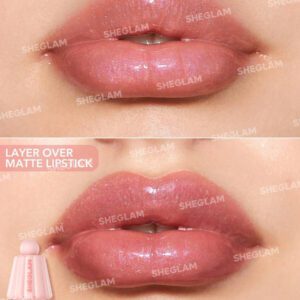 SHEGLAM Jelly Wow Hydrating Lip Oil-Pinkies Up Glitter Moisturizing Lip Gloss High-Shine Glossy Glow Non-Sticky Lip Care Hydrating Sleep Mask Lip Makeup Graduation Birthday Holiday Summer Fall Autumn Y2K Fancy Fashion Women Makeup Cosmetic Party Beach Travel Camping Outdoors School Campus Trip Festivals Decor Gift Present Rose Girl Cosplay Best Color Charm Vibe