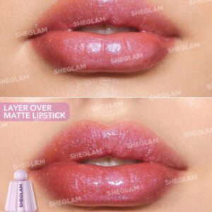 SHEGLAM Jelly Wow Hydrating Lip Oil-Pinkies Up Glitter Moisturizing Lip Gloss High-Shine Glossy Glow Non-Sticky Lip Care Hydrating Sleep Mask Lip Makeup Graduation Birthday Holiday Summer Fall Autumn Y2K Fancy Fashion Women Makeup Cosmetic Party Beach Travel Camping Outdoors School Campus Trip Festivals Decor Gift Present Rose Girl Cosplay Best Color Charm Vibe