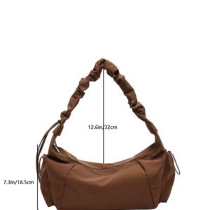 1pc Nylon Fabric Multi-Pocket Dumpling Crossbody Bag, Women Casual Pleated Drawstring Shoulder Bag, Slouchy Bohemian Hobo Bag