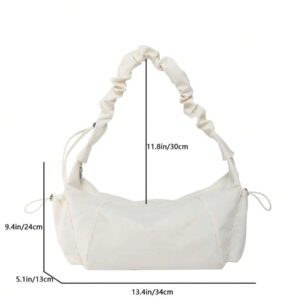 1pc Nylon Fabric Multi-Pocket Dumpling Crossbody Bag, Women Casual Pleated Drawstring Shoulder Bag, Slouchy Bohemian Hobo Bag