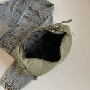 1pc Nylon Fabric Multi-Pocket Dumpling Crossbody Bag, Women Casual Pleated Drawstring Shoulder Bag, Slouchy Bohemian Hobo Bag
