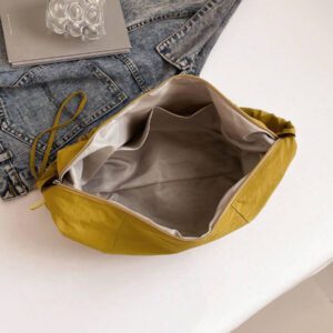 1pc Nylon Fabric Multi-Pocket Dumpling Crossbody Bag, Women Casual Pleated Drawstring Shoulder Bag, Slouchy Bohemian Hobo Bag