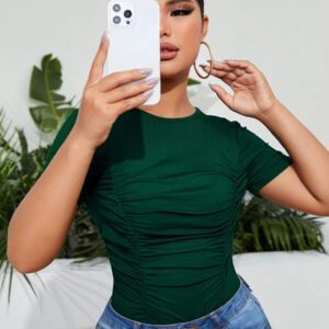 SHEIN SXY T-shirt moulant unicolore à ruché