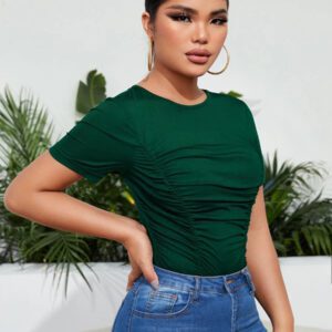 SHEIN SXY T-shirt moulant unicolore à ruché
