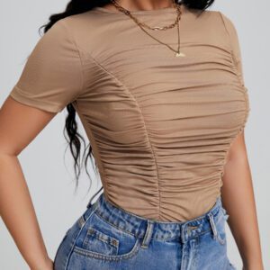 SHEIN SXY T-shirt moulant unicolore à ruché