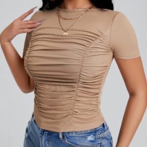 SHEIN SXY T-shirt moulant unicolore à ruché