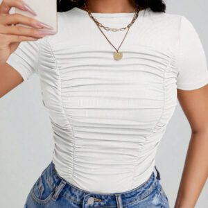 SHEIN SXY T-shirt moulant unicolore à ruché