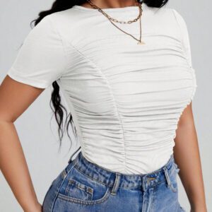 SHEIN SXY T-shirt moulant unicolore à ruché