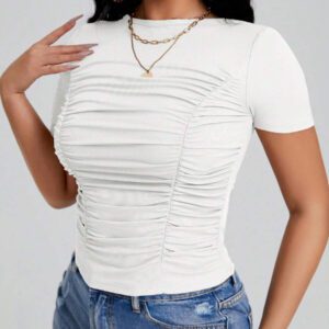 SHEIN SXY T-shirt moulant unicolore à ruché