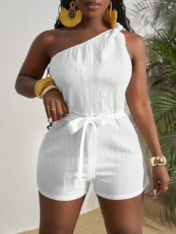 Slaydiva Combinaison blanche plissée à la taille et à la taille avec un nœud papillon, , pour femmes, convient pour les festivals de musique printemps/été, l'Ouest, le nomadisme, Pâques, Nashville, les fêtes d'anniversaire, la remise des diplômes, les étudiantes, le quotidien, les vacances, les croisières, la plage, le bronzage – Image 2
