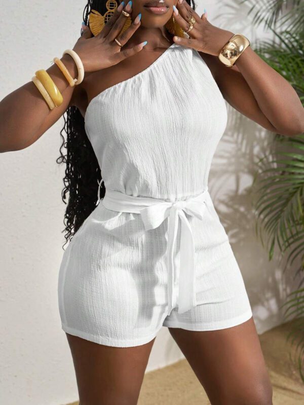 Slaydiva Combinaison blanche plissée à la taille et à la taille avec un nœud papillon, , pour femmes, convient pour les festivals de musique printemps/été, l'Ouest, le nomadisme, Pâques, Nashville, les fêtes d'anniversaire, la remise des diplômes, les étudiantes, le quotidien, les vacances, les croisières, la plage, le bronzage – Image 5