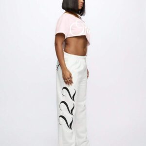SUMWON WOMEN Top court style épaules dénudées avec logo calligraphié, tenue casual d'été pour festival, week-end, soirée, style urbain