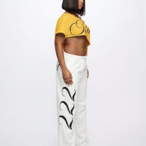 SUMWON WOMEN Top court style épaules dénudées avec logo calligraphié, tenue casual d'été pour festival, week-end, soirée, style urbain