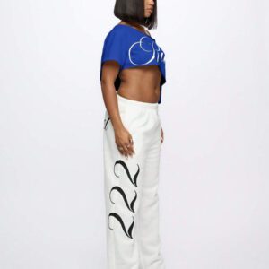 SUMWON WOMEN Top court style épaules dénudées avec logo calligraphié, tenue casual d'été pour festival, week-end, soirée, style urbain