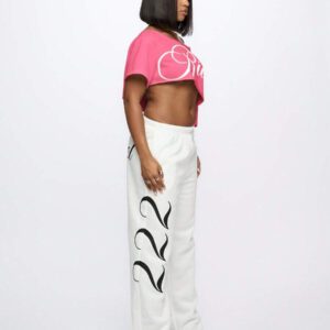 SUMWON WOMEN Top court style épaules dénudées avec logo calligraphié, tenue casual d'été pour festival, week-end, soirée, style urbain