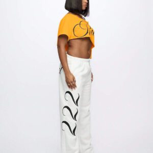 SUMWON WOMEN Top court style épaules dénudées avec logo calligraphié, tenue casual d'été pour festival, week-end, soirée, style urbain