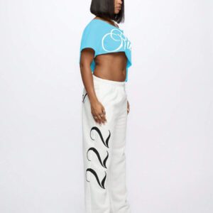 SUMWON WOMEN Top court style épaules dénudées avec logo calligraphié, tenue casual d'été pour festival, week-end, soirée, style urbain