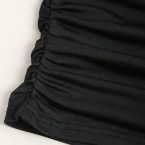 SHEIN Tall Nouveau top casual, sexy et réversible pour grandes filles, avec plissé carré asymétrique noir, décor de bouton doré, pour le printemps/l'été