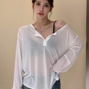 DAZY T-shirt à manches longues pour femmes, style décontracté polyvalent, de couleur unie et simple