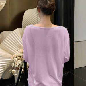 DAZY T-shirt à manches longues pour femmes, style décontracté polyvalent, de couleur unie et simple