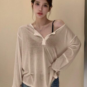 DAZY T-shirt à manches longues pour femmes, style décontracté polyvalent, de couleur unie et simple
