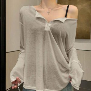 DAZY T-shirt à manches longues pour femmes, style décontracté polyvalent, de couleur unie et simple